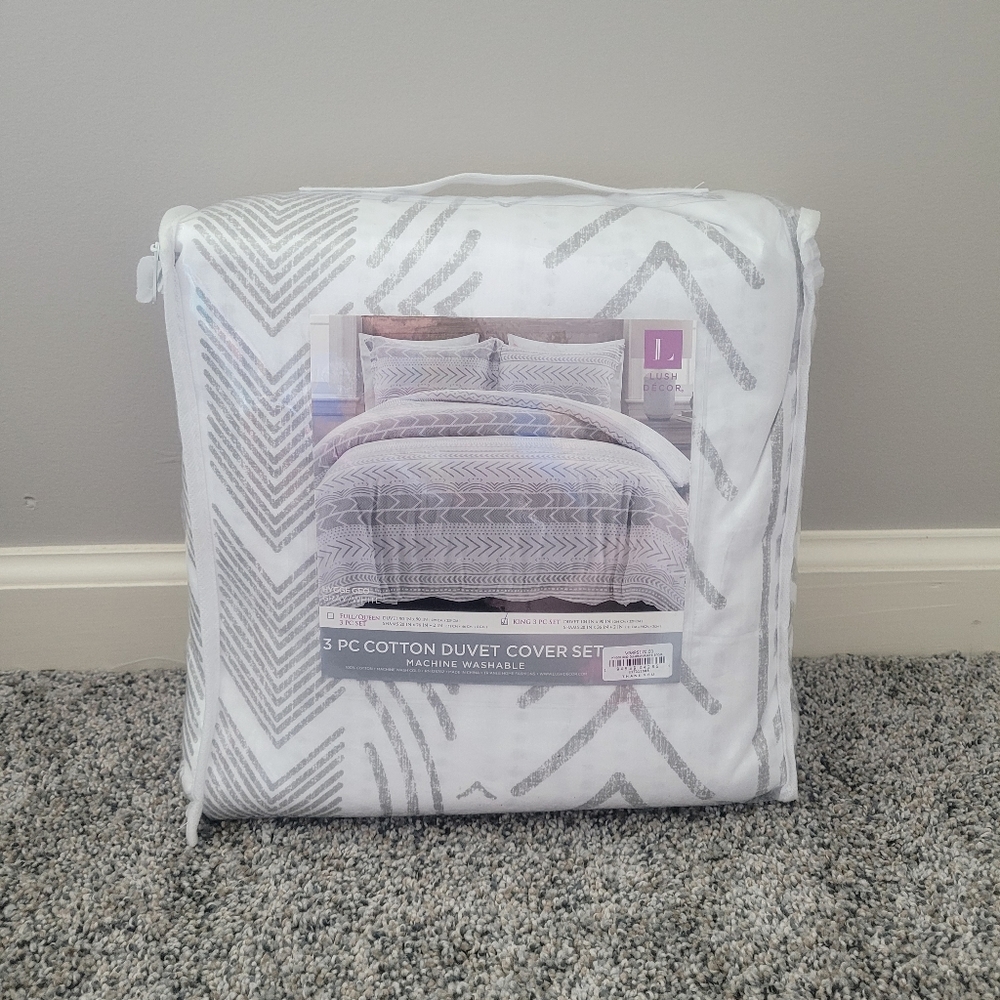 Lush Decor 3 Piece Cotton Duvet Cover Set